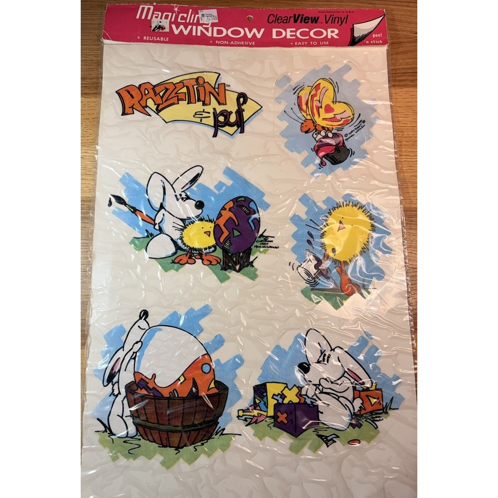 Vintage Magiccling Clear View Easter Window Cling Decor 1989 Full Sheets